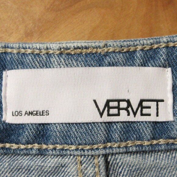 VERVET Ledro High Rise Bermuda Shorts Sz S Distressed Denim Raw Hem Jeans V2189 - Picture 6 of 12